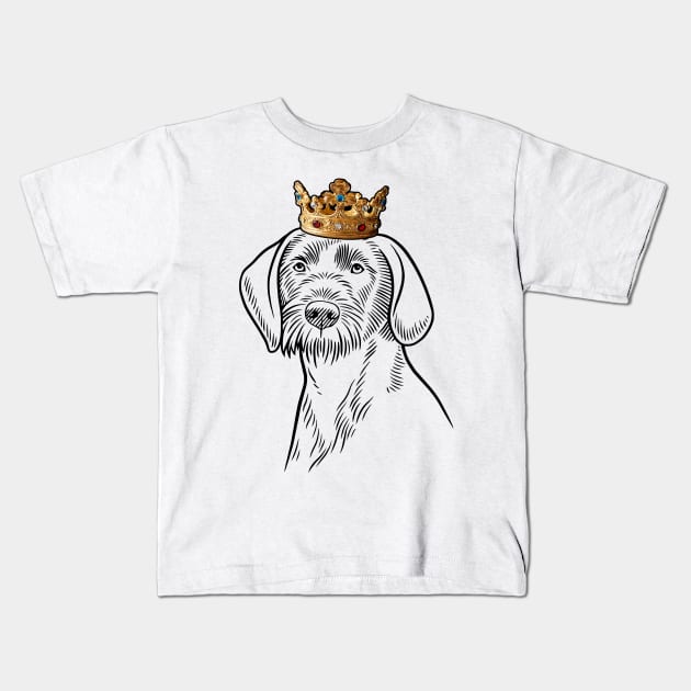 Wirehaired Pointing Griffon Dog King Queen Wearing Crown Kids T-Shirt by millersye